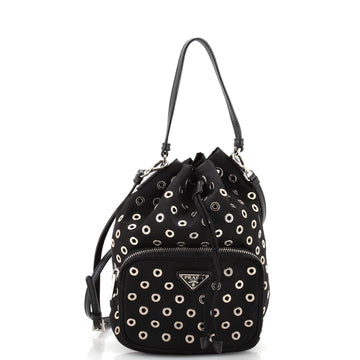 Prada Grommet Drawstring Bucket Bag Tessuto Medium