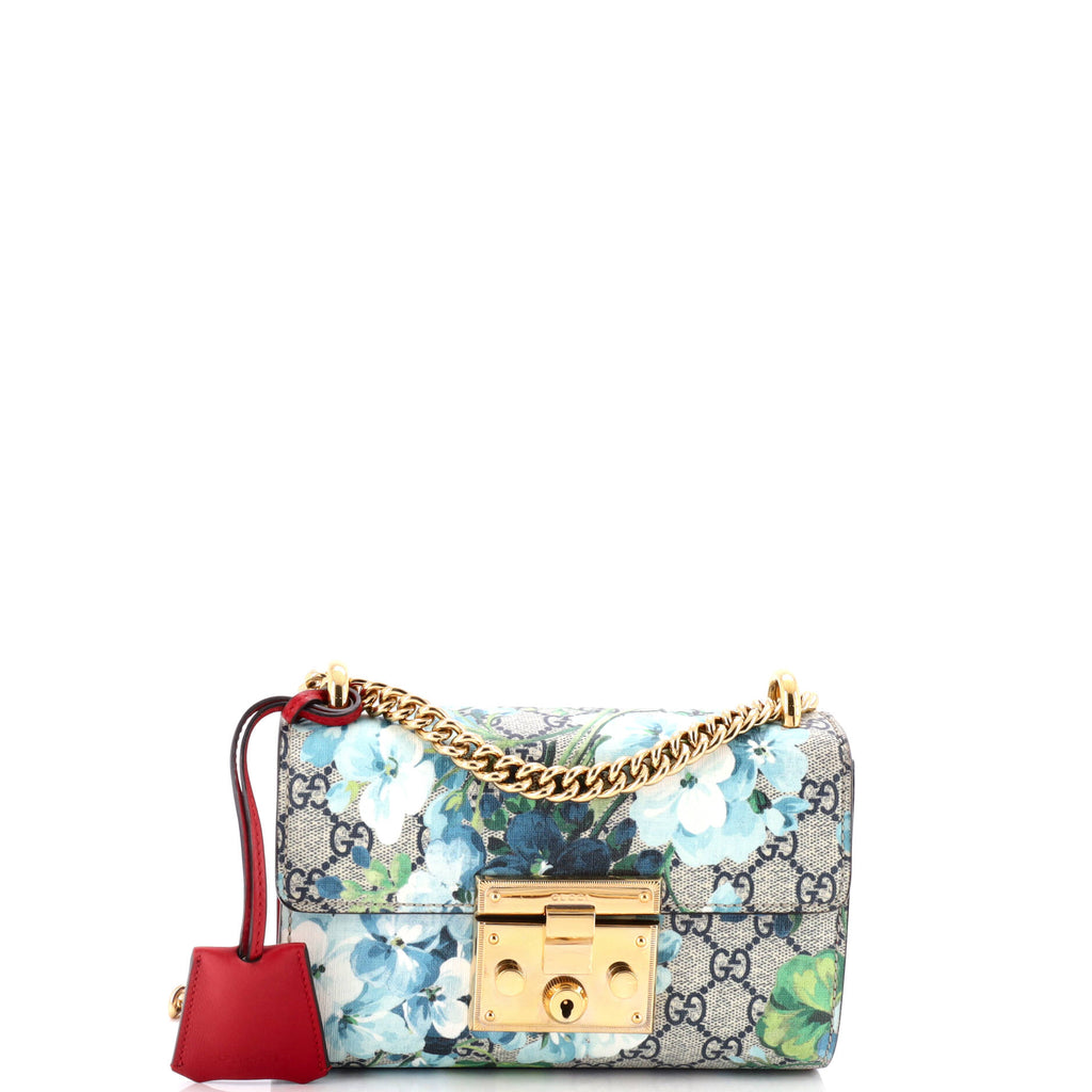 Gucci Padlock Shoulder Bag Blooms Print GG Coated Canvas Small 292043