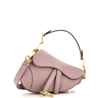 Christian Dior Saddle Handbag with Strap Leather Mini