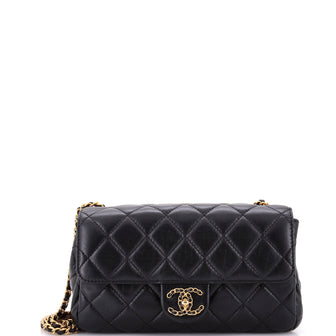 Chanel Two Compartment CC Flap Quilted Caviar Small