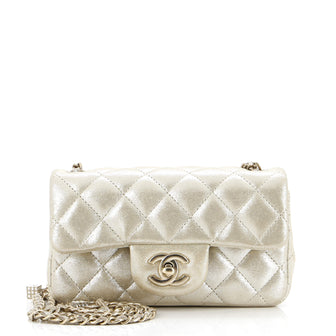 Chanel Crystal Dice Classic Single Flap Bag Quilted Iridescent Calfskin Extra Mini
