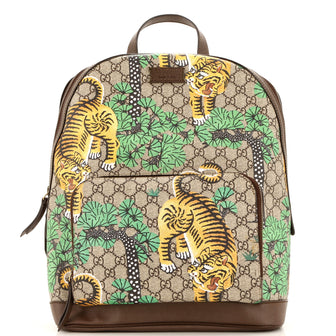 Gucci Zip Pocket Backpack Bengal Print GG Coated Canvas Medium