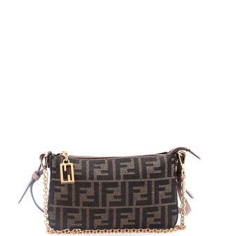 Fendi Baguette Pouch with Chain Zucca Canvas