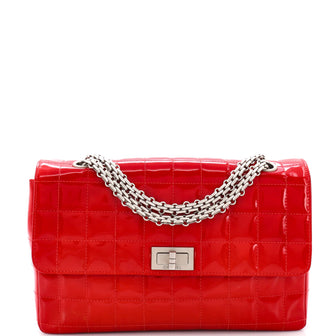 Chanel Vintage Chocolate Bar Reissue Flap Bag Quilted Patent