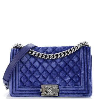 Chanel Boy Flap Bag Quilted Velvet Old Medium