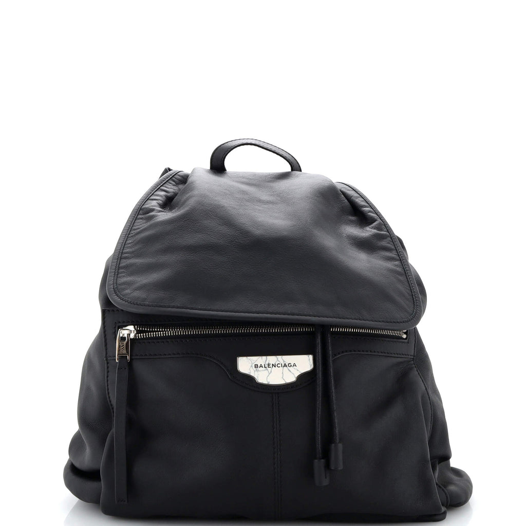balenciaga traveler backpack Balenciaga Traveler Plate Backpack Leather Small 292043