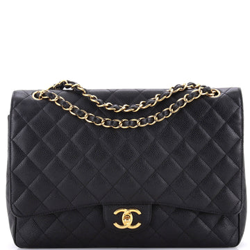 Chanel Classic Double Flap Bag Quilted Caviar Maxi