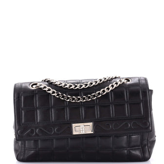 Chanel Vintage Chocolate Bar Mademoiselle Chain Flap Bag Quilted Leather Medium