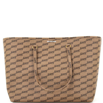 Balenciaga Signature East-West Shopper Tote BB Monogram Coated Canvas Large