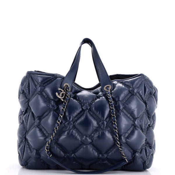 Chanel Chesterfield Shopping Tote Quilted Leather Large Blue 29204375
