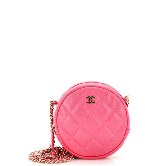 Chanel Round Clutch with Chain Quilted Caviar Mini
