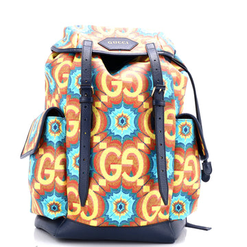 Gucci Double Pocket Belt Backpack Kaleidoscope Print GG Coated Canvas Large