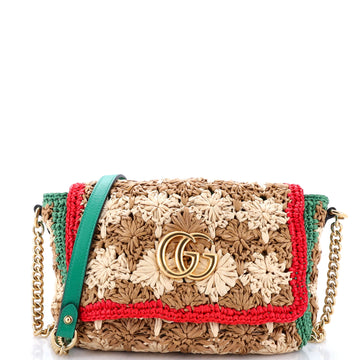 Gucci GG Marmont Flap Bag Raffia Small