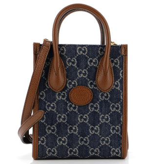 Gucci Interlocking G Patch Tote GG Denim Mini