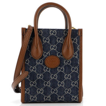 Gucci Interlocking G Patch Tote GG Denim Mini