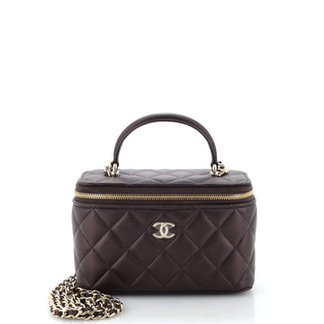 Chanel Classic Top Handle Vanity Case with Chain Quilted Lambskin Small