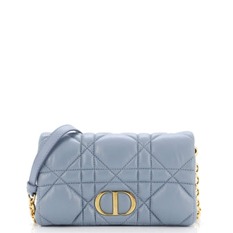Christian Dior Caro Flap Pouch with Chain Macrocannage Quilt Calfskin Mini