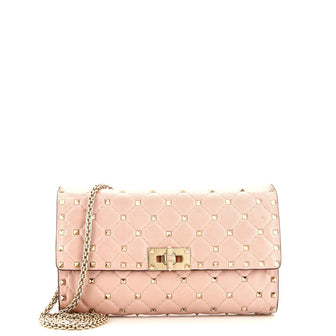 Valentino Garavani Rockstud Spike Wallet on Chain Quilted Leather Small