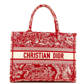 Christian Dior Book Tote Embroidered Canvas Medium