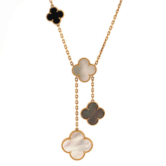 Van Cleef & Arpels Magic Alhambra 6 Motifs Necklace 18K Yellow Gold and Mother of Pearl with Onyx
