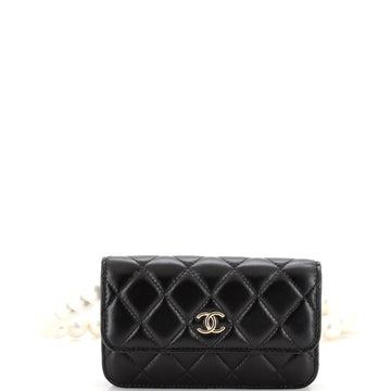 Chanel Pearl Strap Clutch with Chain Quilted Calfskin