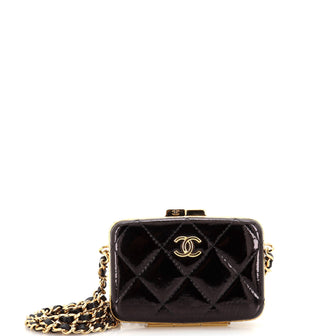 Chanel Framed Box Clutch with Chain Quilted Patent Mini
