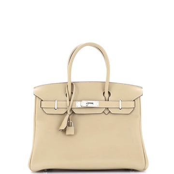Hermes Birkin Handbag Light Swift with Palladium Hardware 30