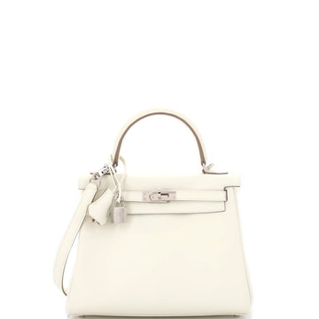 Hermes Kelly Handbag Light Swift with Palladium Hardware 25
