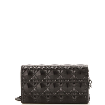 Christian Dior Lady Dior Wallet on Chain Pouch Diamond Motif Cannage Calfskin Long