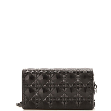 Christian Dior Lady Dior Wallet on Chain Pouch Diamond Motif Cannage Calfskin Long