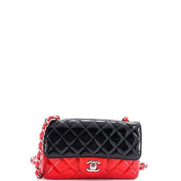 Chanel Bicolor Classic Single Flap Bag Quilted Patent Mini