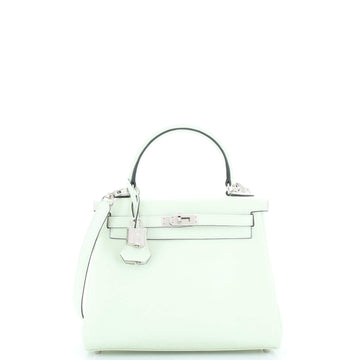Hermes Kelly Handbag Green Swift with Palladium Hardware 25