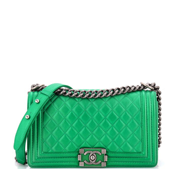 Chanel Boy Flap Bag Quilted Lambskin Old Medium