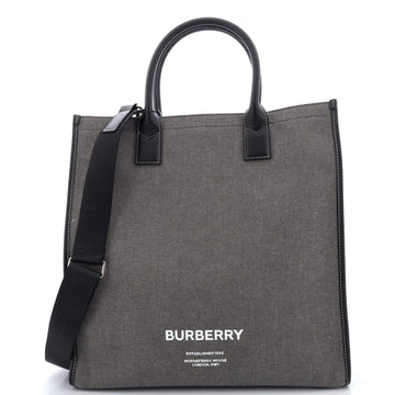 Burberry Kane Tote Horseferry Print Canvas with Leather Tall