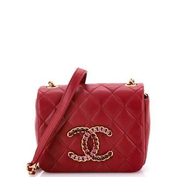 Chanel Crystal CC Full Flap Bag Quilted Lambskin Mini