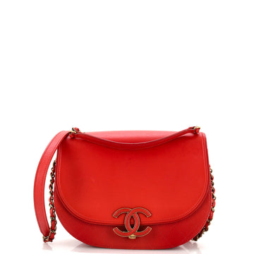 Chanel Coco Curve Flap Messenger Calfskin and Quilted Goatskin Small