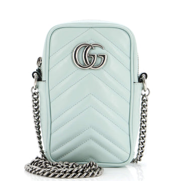 Gucci GG Marmont Vertical Phone Crossbody Bag Matelasse Leather Mini