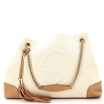Gucci Soho Chain Strap Shoulder Bag Canvas with Leather Medium