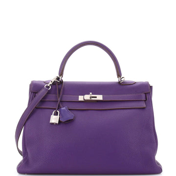 Hermes Kelly Handbag Purple Togo with Palladium Hardware 35