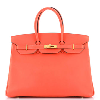 Hermes Birkin Handbag Red Epsom with Gold Hardware 35