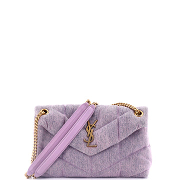 Saint Laurent Loulou Puffer Shoulder Bag Quilted Vintage Denim Small