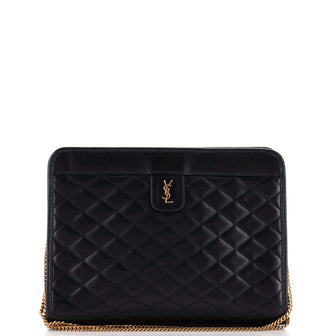 Saint Laurent Victoire Chain Clutch Quilted Leather