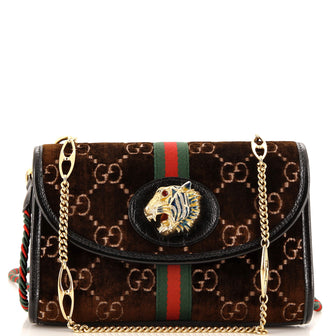 Gucci Rajah Web Chain Shoulder Bag GG Velvet Small