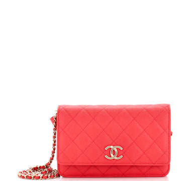 Chanel Textured CC Wallet on Chain Quilted Caviar
