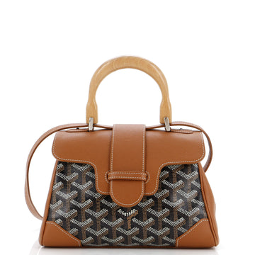 Goyard Saigon Top Handle Bag Coated Canvas with Leather Mini