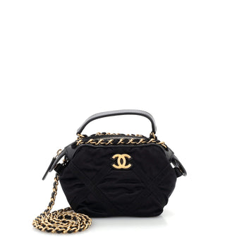 Chanel Top Handle Clutch with Chain Nylon with Grosgrain Mini