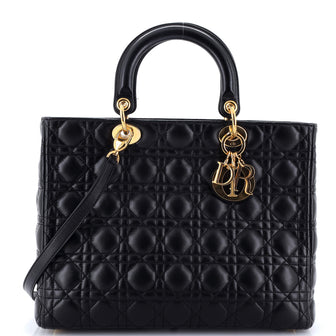 Christian Dior Vintage Lady Dior Bag Cannage Quilt Lambskin Large