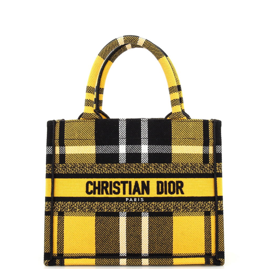 Christian Dior Book Tote Tartan Check Canvas Small 292299
