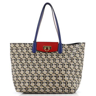 Salvatore Ferragamo Gancini Travel Tote Gancini Jacquard Medium