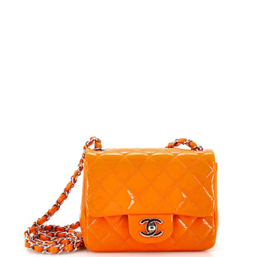 Chanel Square Classic Single Flap Bag Quilted Patent Mini